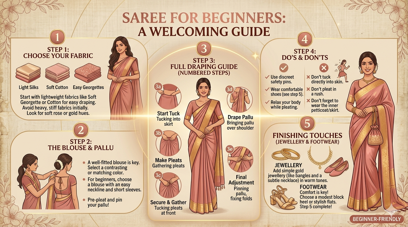 Saree Styling for Beginners — How to Drape & Wear with Confidence