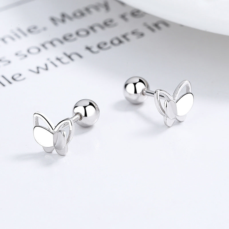 925 Sterling Silver Sweet Double Butterfly Thread Stud Earrings