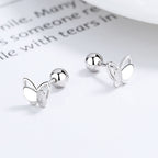 925 Sterling Silver Sweet Double Butterfly Thread Stud Earrings