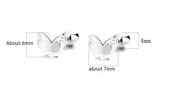 925 Sterling Silver Sweet Double Butterfly Thread Stud Earrings