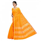 Kota Doria Cotton Checked Saree With Blouse (Yellow, 5-6 Mtrs)