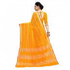 Kota Doria Cotton Checked Saree With Blouse (Yellow, 5-6 Mtrs)
