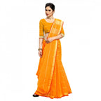 Kota Doria Cotton Checked Saree With Blouse (Yellow, 5-6 Mtrs)