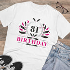 Men's PC Cotton 81st Birthday Printed T Shirt (Color: White, Thread Count: 180GSM)