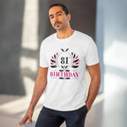 Men's PC Cotton 81st Birthday Printed T Shirt (Color: White, Thread Count: 180GSM)