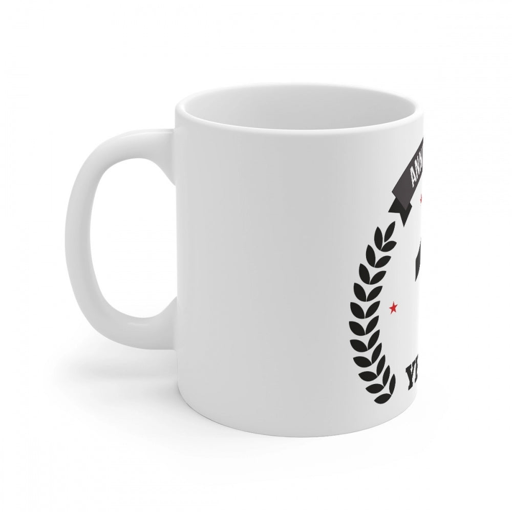 Ceramic 25th Anniversary Printed Coffee Mug (Color: White, Capacity:330ml)