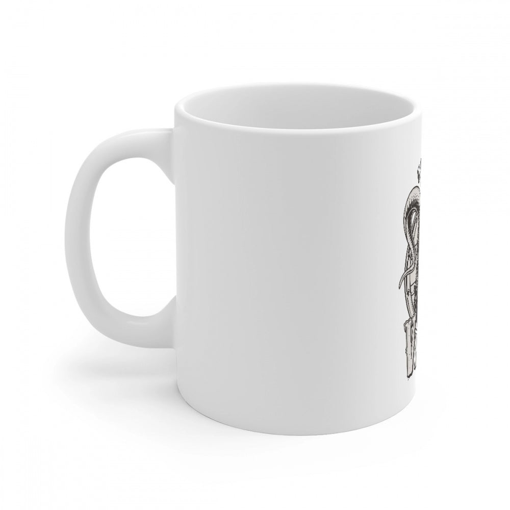 Ceramic Gorila Desing Printed Coffee Mug (Color: White, Capacity:330ml)