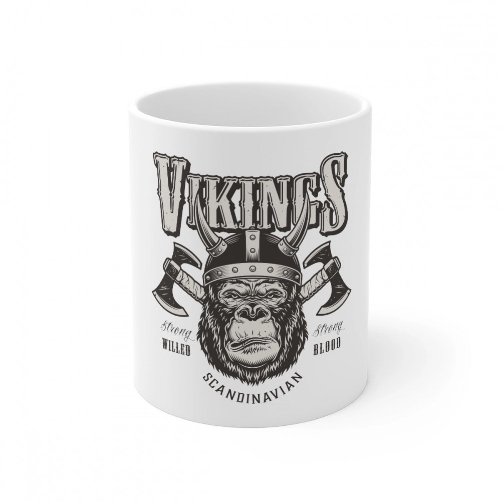 Ceramic Gorila Desing Printed Coffee Mug (Color: White, Capacity:330ml)