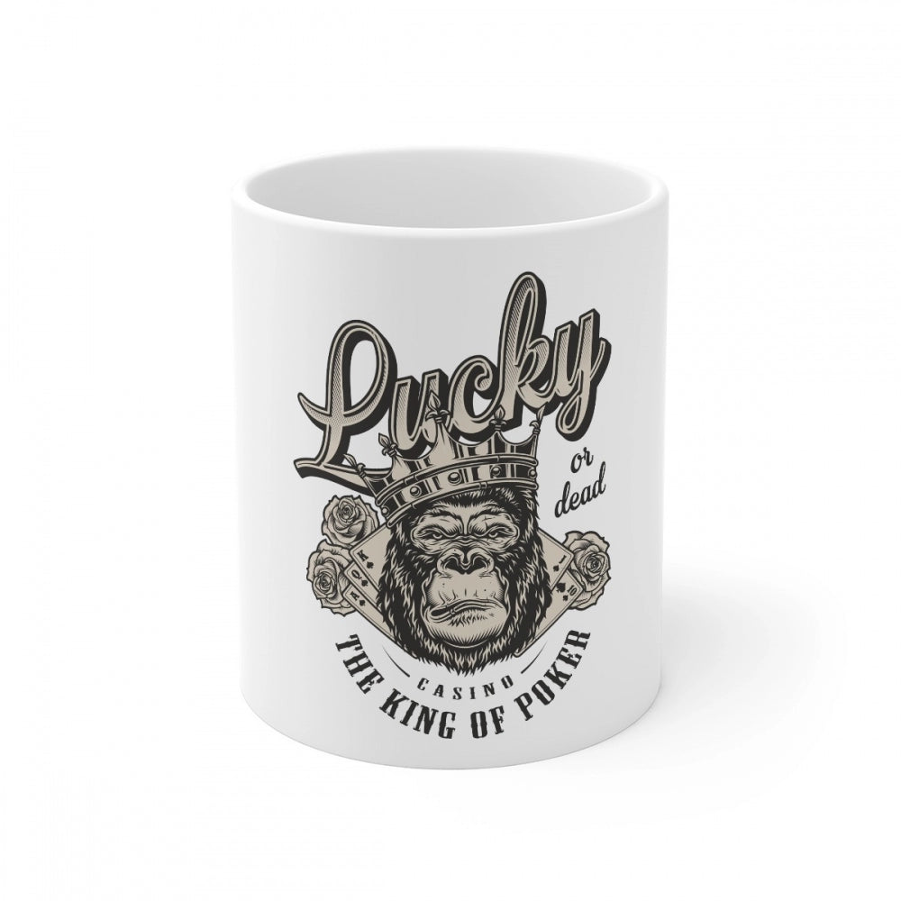 Ceramic Gorila Desing Printed Coffee Mug (Color: White, Capacity:330ml)