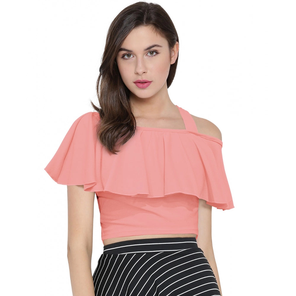 Western Wear Hosiery Crop Top (Peach)