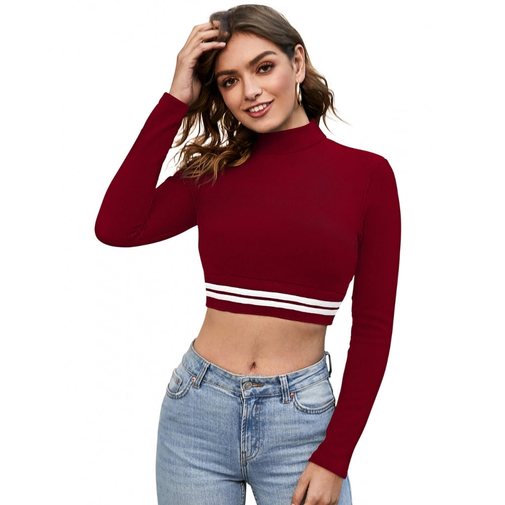 Western Wear Hosiery Crop-Top (Maroon)