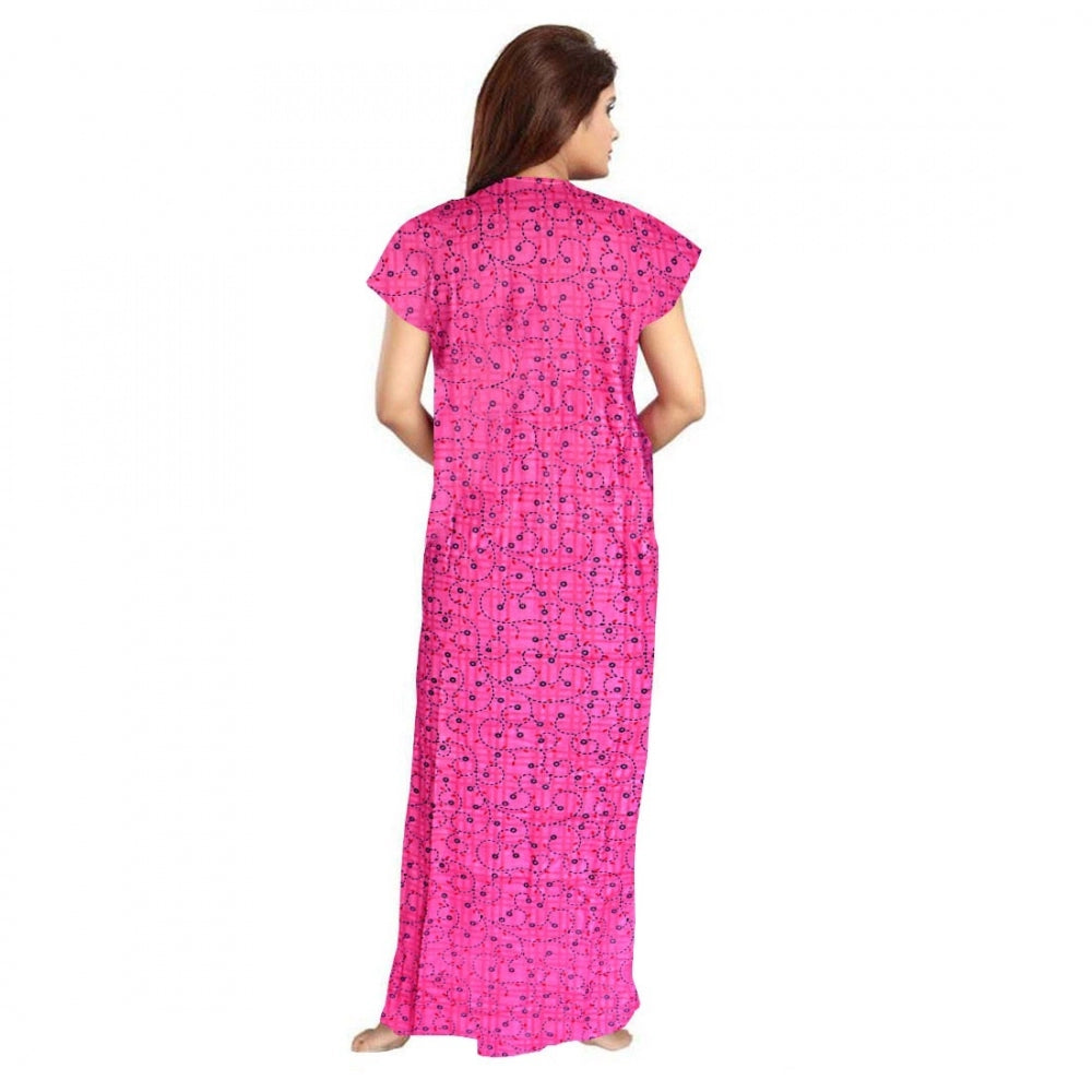 Cotton Printed Maxi Nighty (Pink)
