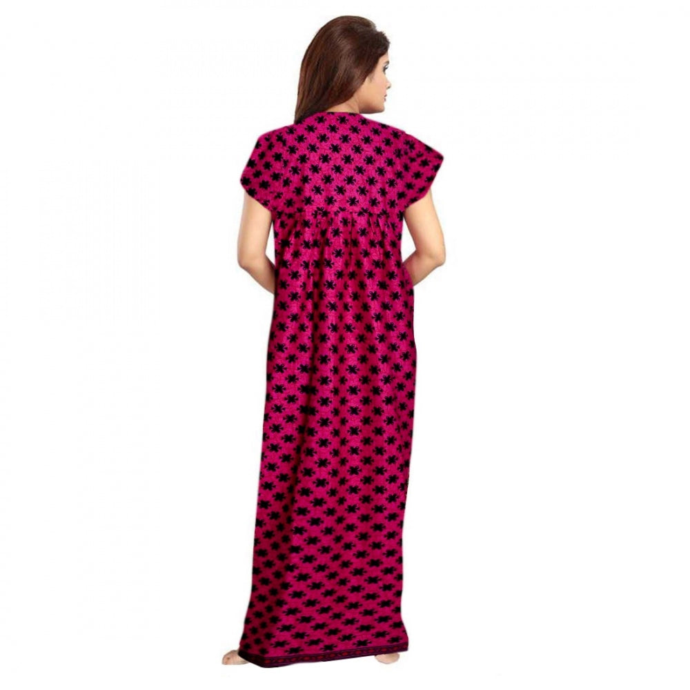 Cotton Printed Maxi Nighty (Pink)