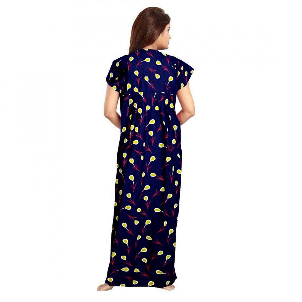 Cotton Printed Maxi Nighty (Purple)