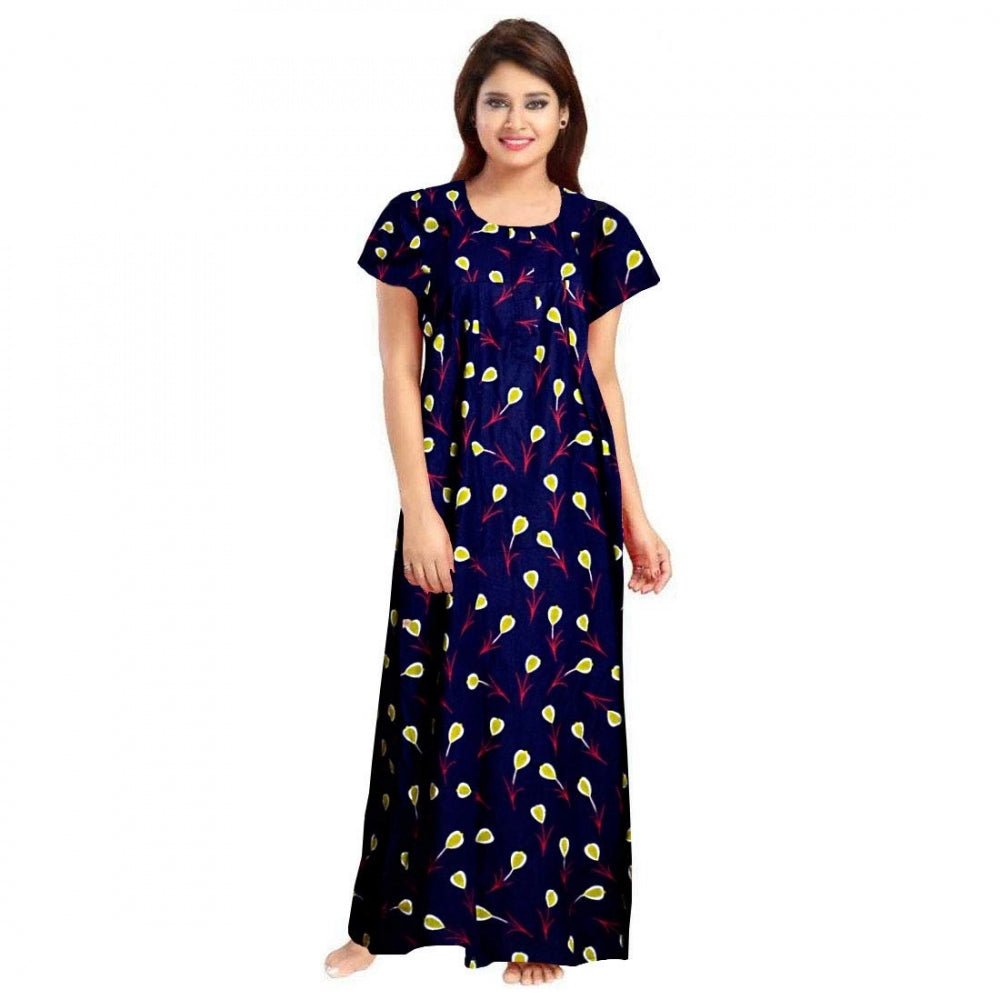 Cotton Printed Maxi Nighty (Purple)