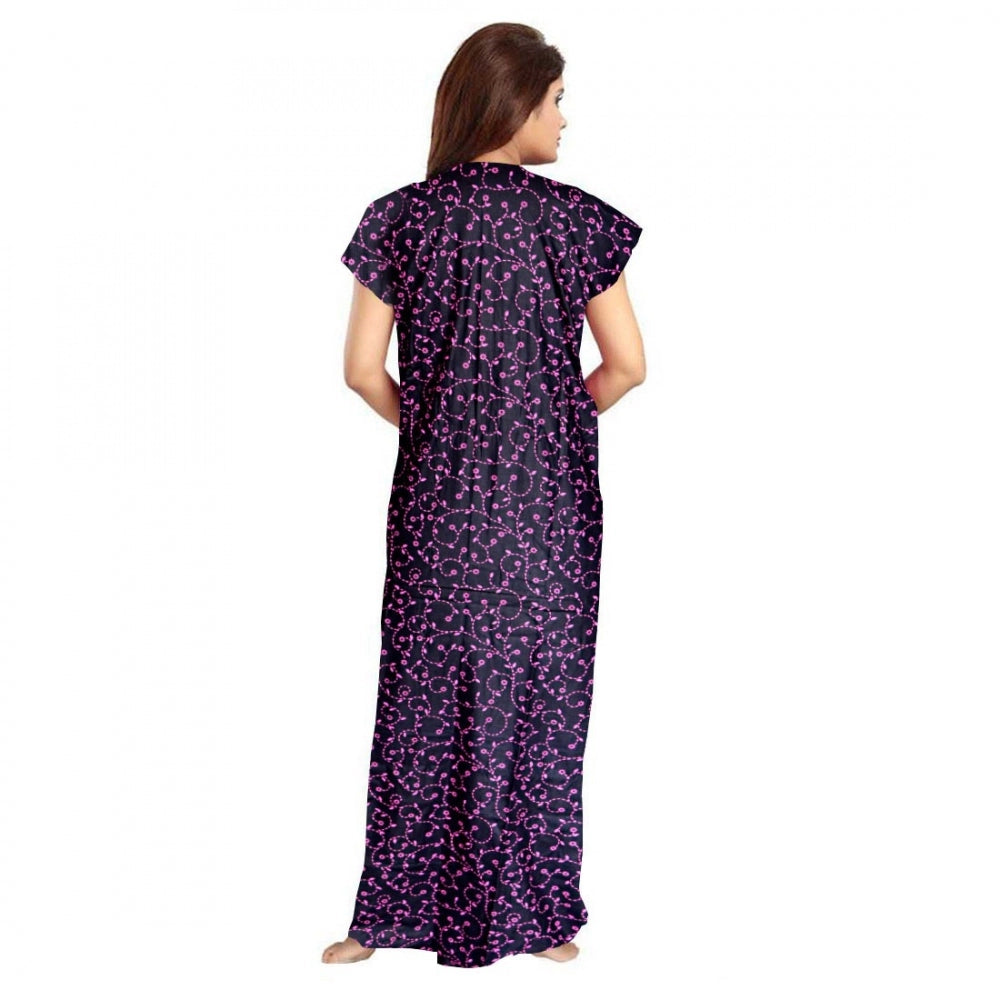 Cotton Printed Maxi Nighty (Purple)