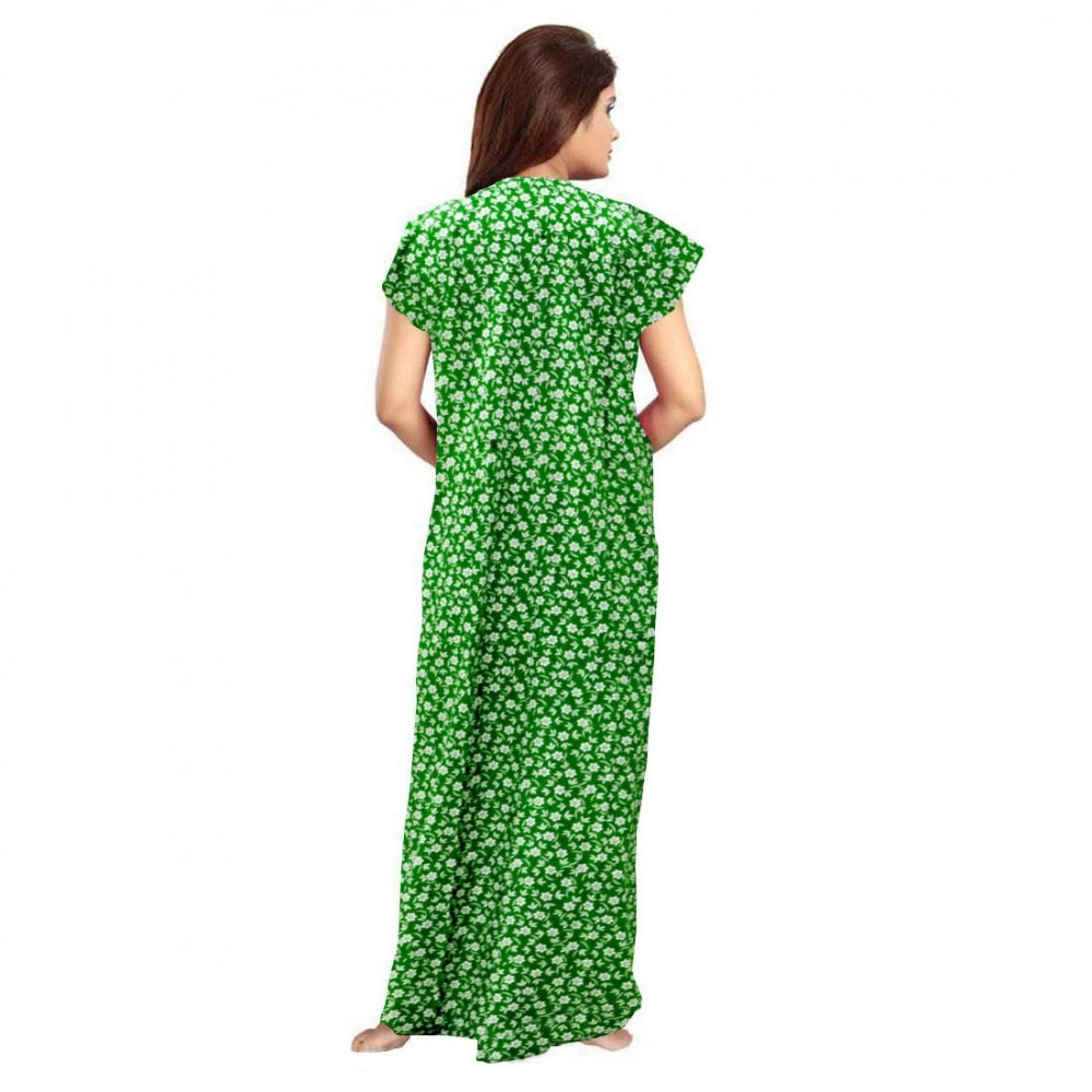 Cotton Printed Maxi Nighty (Green)