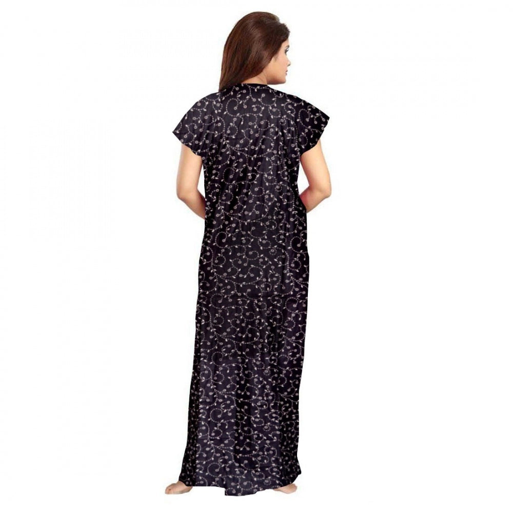 Cotton Printed Maxi Nighty (Grey)