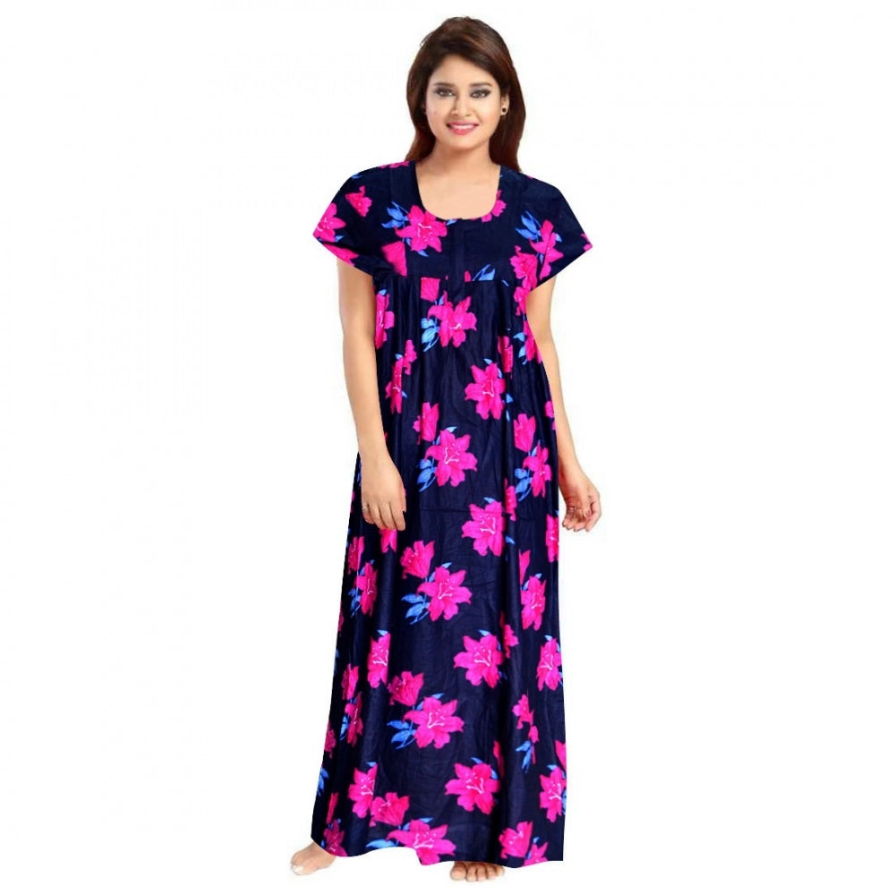 Cotton Printed Maxi Nighty (Pink)