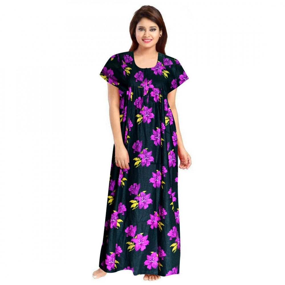 Cotton Printed Maxi Nighty (Pink)