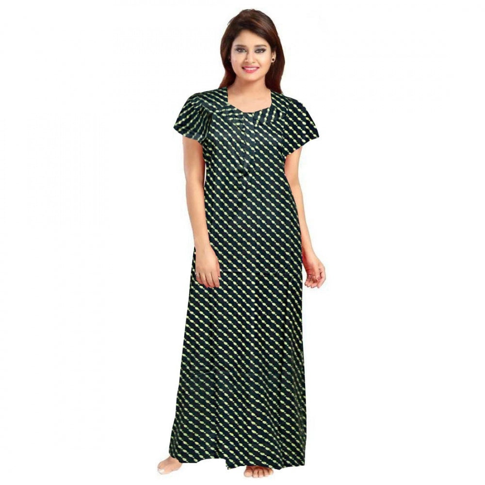Cotton Printed Maxi Nighty (Green)