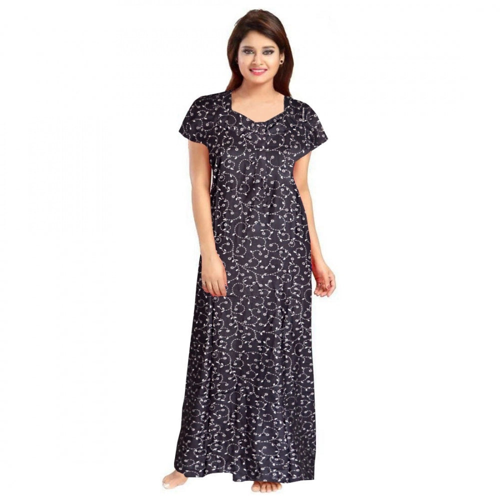 Cotton Printed Maxi Nighty (Grey)