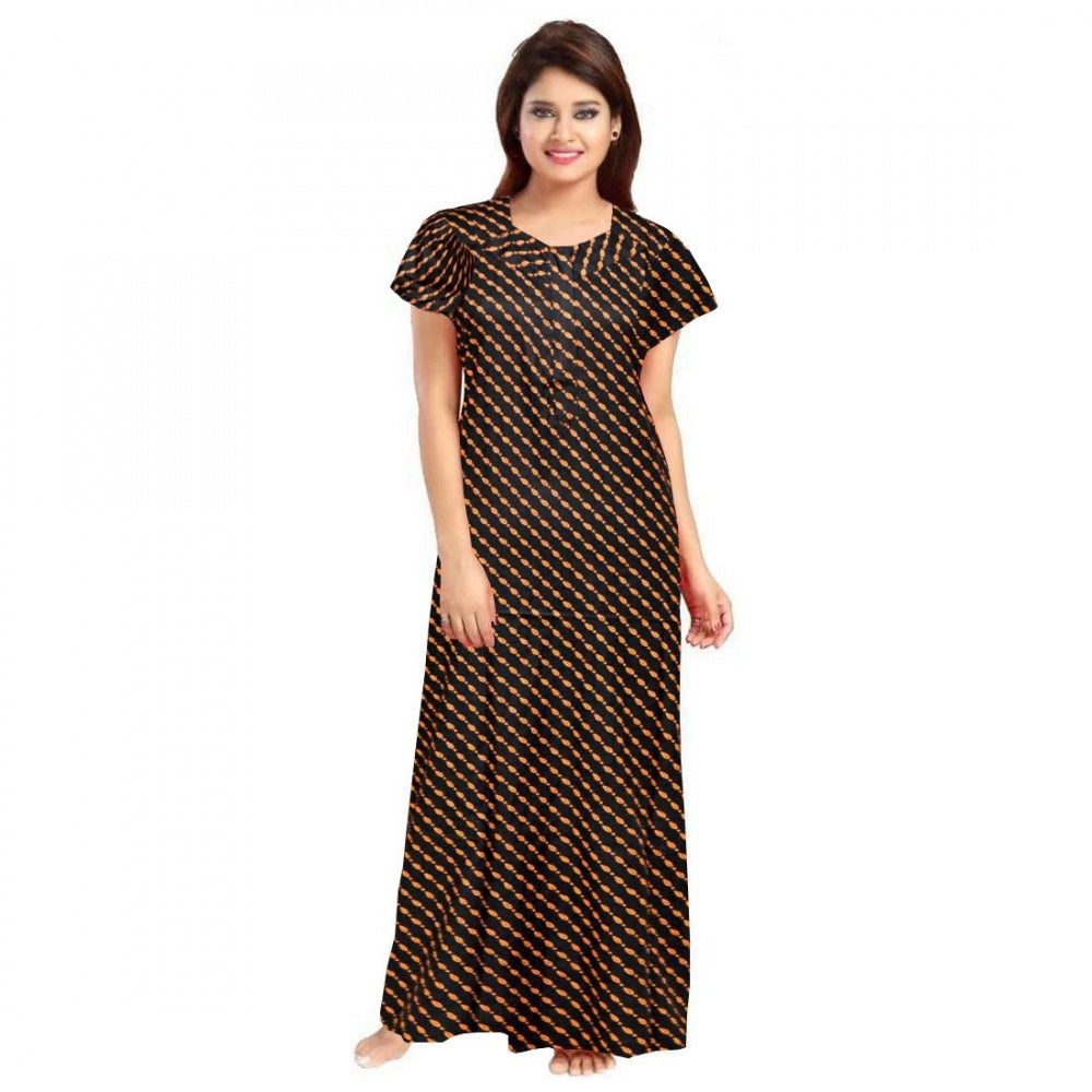 Cotton Printed Maxi Nighty (Brown)