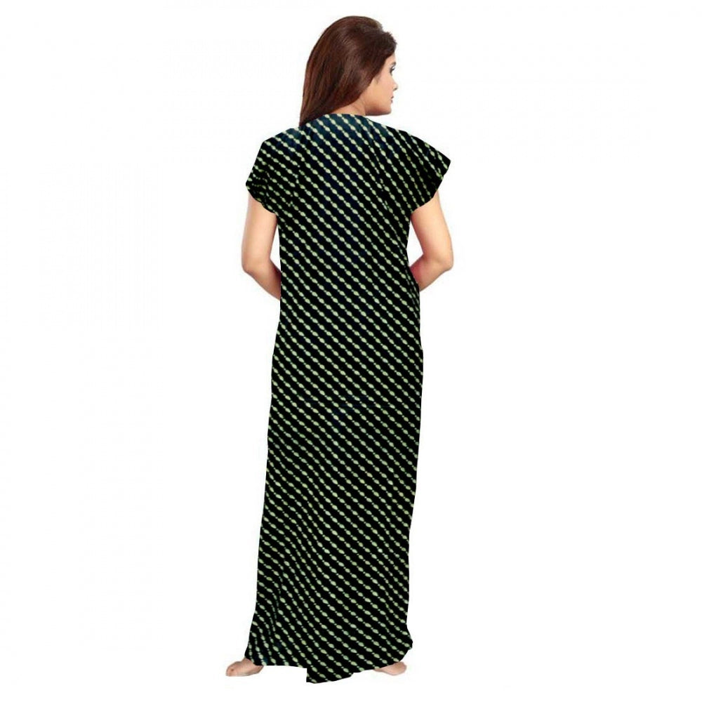 Cotton Printed Maxi Nighty (Green)