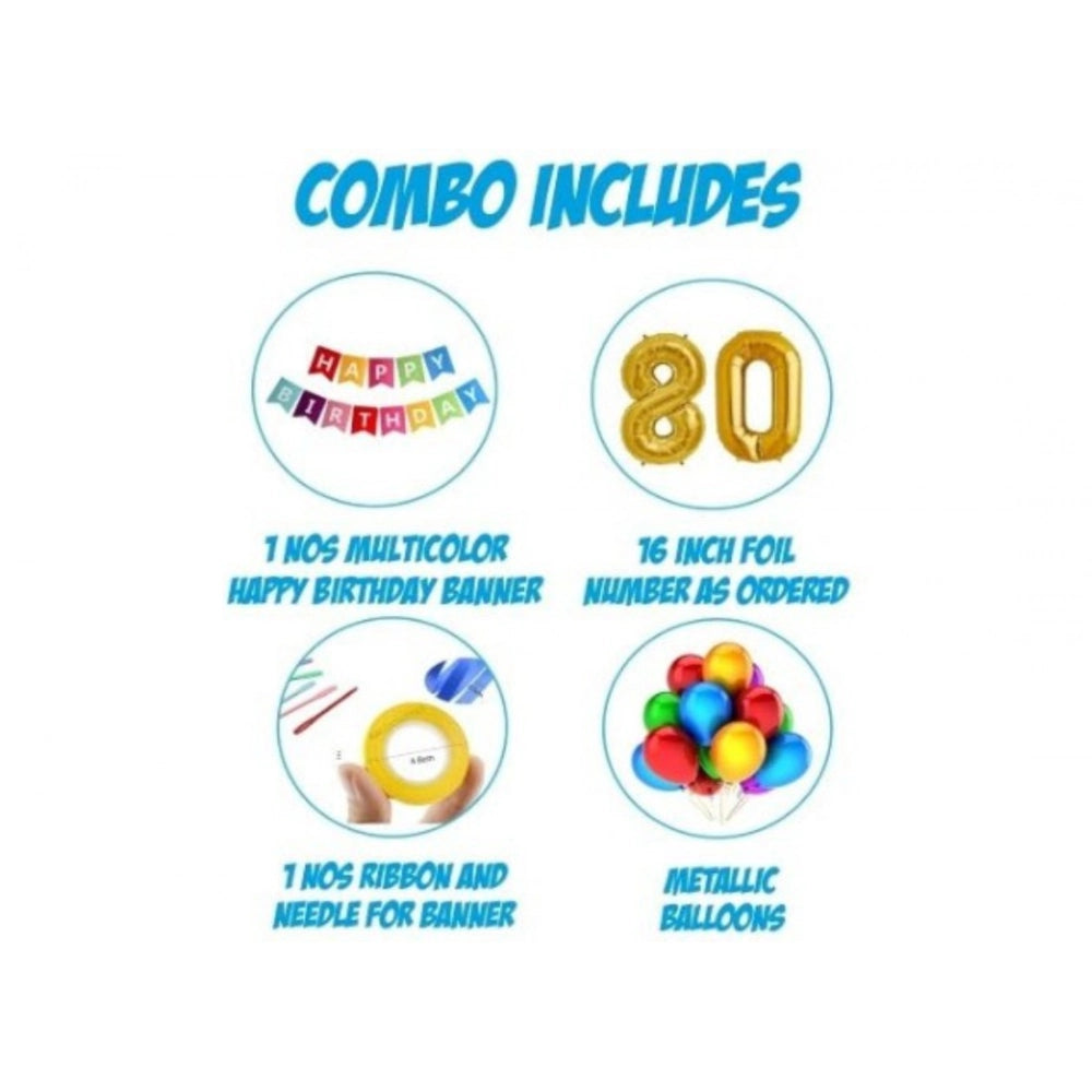10Th Happy Birthday Decoration Combo With Multi Color Banner (Multicolor)