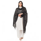 Women's Cotton Embroidered Dupatta (Black, Length: 2.25 to 2.50 Mtr)