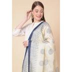 Women's Art Silk Printed Dupatta (Blue, Length: 2.25 to 2.50 Mtr)