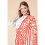 Women's Art Silk Printed Dupatta (Orange, Length: 2.25 to 2.50 Mtr)