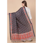 Women's Art Silk Printed Dupatta (Black, Length: 2.25 to 2.50 Mtr)