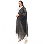 Women's Cotton Embroidered Dupatta (Black, Length: 2.25 to 2.50 Mtr)