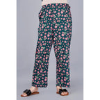 Casual Half Sleeve Printed Viscose Rayon Shirt With Pyjama Pant Night Suit Set (Teal)