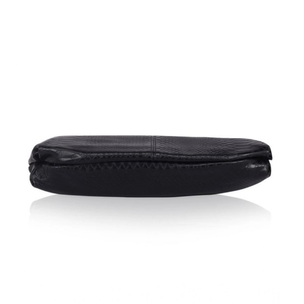 Faux Leather Textured Sling Bag (Black)