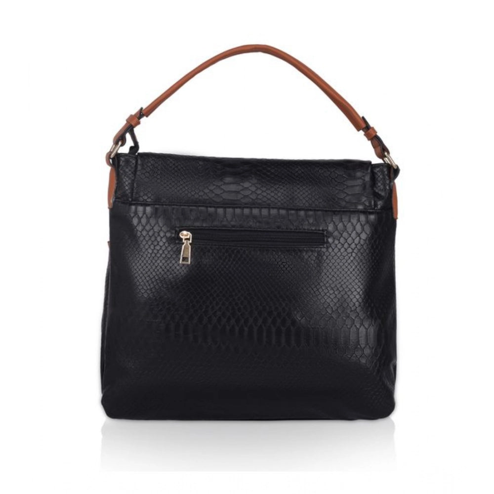 Faux Leather Textured Sling Bag (Black)
