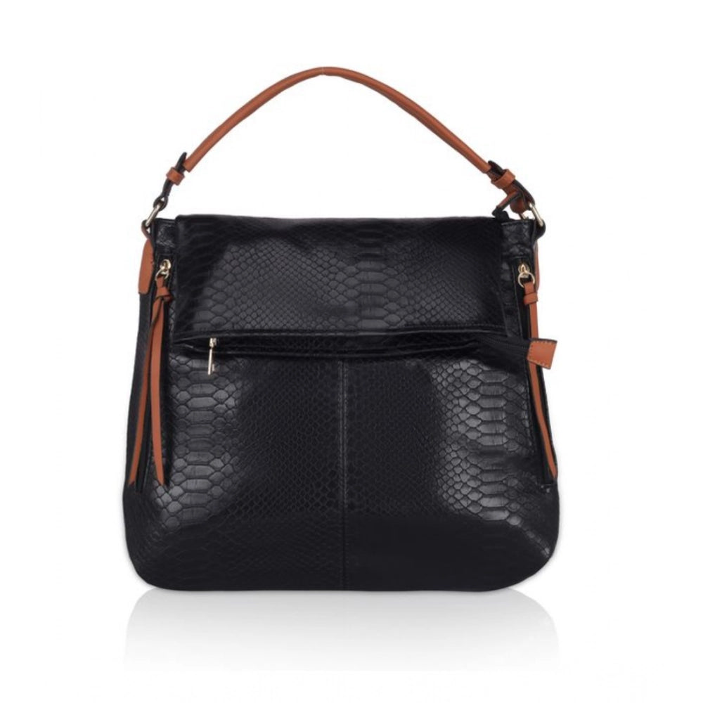 Faux Leather Textured Sling Bag (Black)