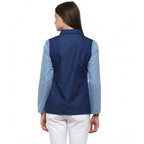 Denim Patch Work Long Sleeves Regular Top (Blue)