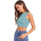 Solid Sleeveless Round Neck Top (Pista)