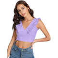 Solid Sleeveless Shoulder Straps Top (Purple)