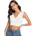 Solid Sleeveless Shoulder Straps Top (White)