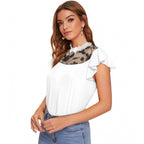 Solid Cap Sleeve Sweetheart Neck Top (White)
