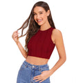 Solid Sleeveless Round Neck Top (Maroon)