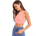 Solid Sleeveless Round Neck Top (Peach)