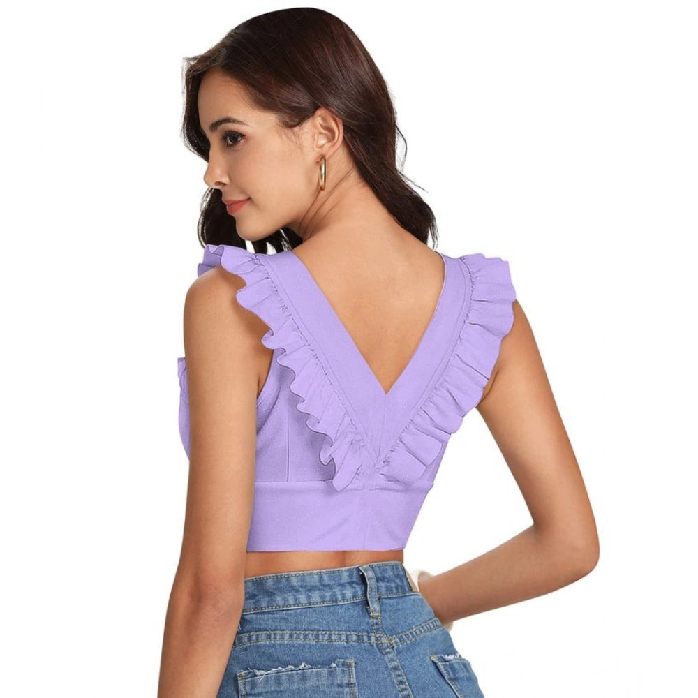 Solid Sleeveless Shoulder Straps Top (Purple)