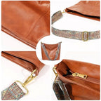 PU Leather Medium Sling bag Zipper Handbag (Brown)
