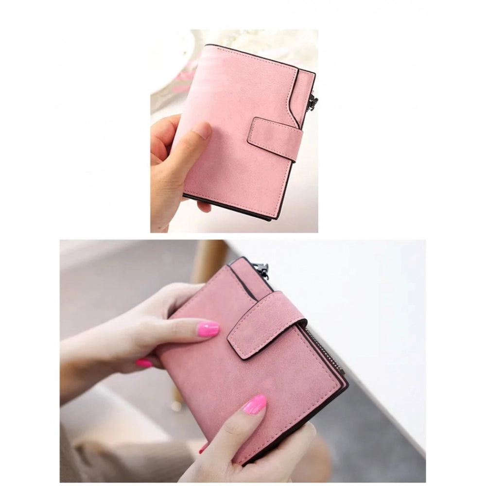Vegan Leather Small Zipper Wallet (RoseGlod)