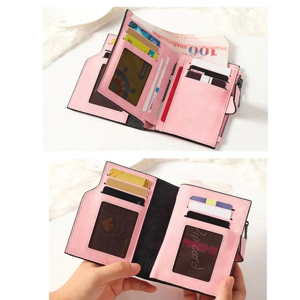 Vegan Leather Small Zipper Wallet (RoseGlod)