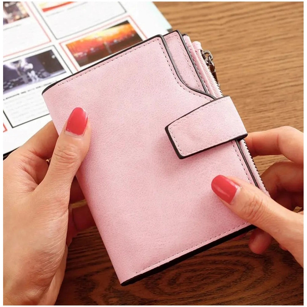 Vegan Leather Small Zipper Wallet (RoseGlod)